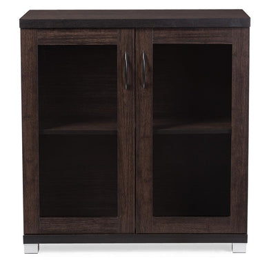 BAXTON STUDIO ZENTRA MODERN AND CONTEMPORARY DARK BROWN SIDEBOARD STORAGE CABINET WITH GLASS DOORS - zzhomelifestyle