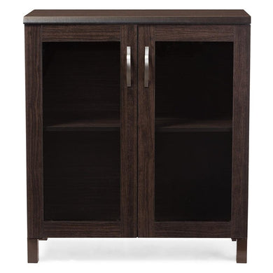BAXTON STUDIO SINTRA MODERN AND CONTEMPORARY DARK BROWN SIDEBOARD STORAGE CABINET WITH GLASS DOORS - zzhomelifestyle