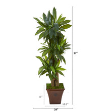 Load image into Gallery viewer, 57&quot; Corn Stalk Dracaena Artificial Plant in Brown Planter (Real Touch) - zzhomelifestyle