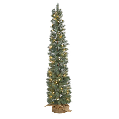4' Green Pine Artificial Christmas Tree with 70 Warm White Lights Set in a Burlap Base - zzhomelifestyle
