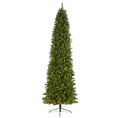 10' Slim Green Mountain Pine Artificial Christmas Tree with 800 Clear LED Lights - zzhomelifestyle
