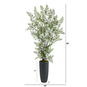5' Ruffle Fern Artificial Tree in Gray Planter - zzhomelifestyle
