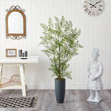 Load image into Gallery viewer, 5&#39; Ruffle Fern Artificial Tree in Gray Planter - zzhomelifestyle