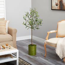 Load image into Gallery viewer, 4.5&#39; Olive Artificial Tree in Green Planter - zzhomelifestyle