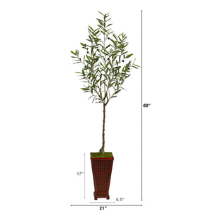 69" Olive Artificial Tree in Decorative Planter - zzhomelifestyle