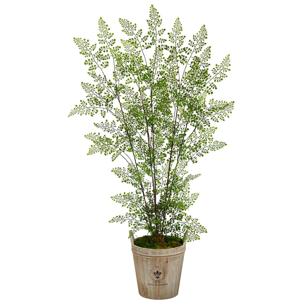 5.5' Ruffle Fern Artificial Tree in Farmhouse Planter - zzhomelifestyle