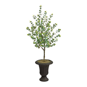 57" Eucalyptus Artificial Tree in Charcoal Urn - zzhomelifestyle