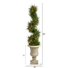 Load image into Gallery viewer, 5&#39; Spiral Cypress Artificial Tree in Sand Finished Urn with 80 Clear LED Lights UV Resistant (Indoor/Outdoor) - zzhomelifestyle