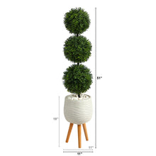 Load image into Gallery viewer, 51&quot; Boxwood Triple Ball Topiary Artificial Tree in White Planter with Stand (Indoor/Outdoor - zzhomelifestyle