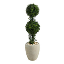Load image into Gallery viewer, 3.5&#39; Boxwood Double Ball Topiary Artificial Tree in Sand Colored Planter (Indoor/Outdoor) - zzhomelifestyle