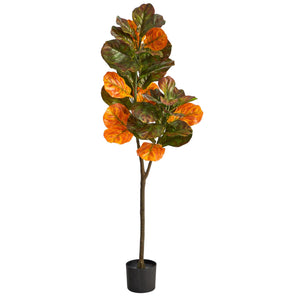 4.5' Autumn Fiddle Leaf Artificial Fall Tree - zzhomelifestyle