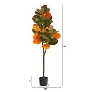4.5' Autumn Fiddle Leaf Artificial Fall Tree - zzhomelifestyle