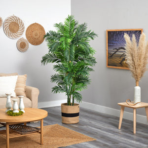 6' Curvy Parlor Artificial Palm Tree in Handmade Natural Cotton Planter - zzhomelifestyle