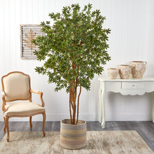 Load image into Gallery viewer, 6&#39; Japanese Maple Artificial Tree in Handmade Natural Cotton Multicolored Woven Planter - zzhomelifestyle