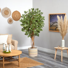 Load image into Gallery viewer, 6&#39; Japanese Maple Artificial Tree in Handmade Natural Cotton Multicolored Woven Planter - zzhomelifestyle