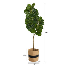 Load image into Gallery viewer, 5.5&#39; Fiddle Leaf Fig Artificial Tree in Handmade Natural Cotton Planter - zzhomelifestyle