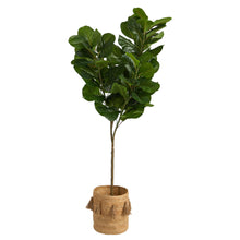 Load image into Gallery viewer, 6&#39; Fiddle Leaf Fig Artificial Tree in Handmade Natural Jute Planter with Tassels - zzhomelifestyle