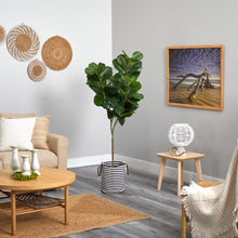 Load image into Gallery viewer, 6&#39; Fiddle Leaf Fig Artificial Tree in Handmade Black and White Natural Jute and Cotton Planter - zzhomelifestyle