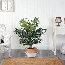 Load image into Gallery viewer, 4&#39; Kentia Palm Artificial Tree in Boho Chic Handmade Cotton &amp; Jute White Woven Planter - zzhomelifestyle