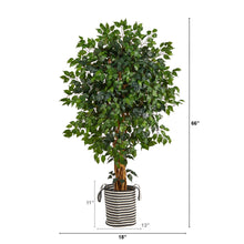 Load image into Gallery viewer, 5.5&#39; Palace Ficus Artificial Tree in Handmade Black and White Natural Jute and Cotton Planter - zzhomelifestyle