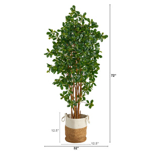 6' Black Olive Artificial Tree in Handmade Natural Jute and Cotton Planter - zzhomelifestyle