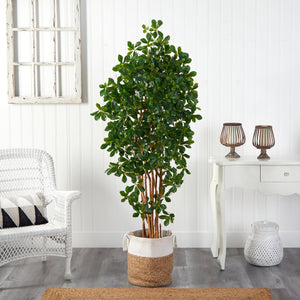 6' Black Olive Artificial Tree in Handmade Natural Jute and Cotton Planter - zzhomelifestyle
