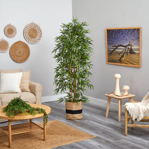 75" Bamboo Artificial Tree in Handmade Natural Cotton Planter - zzhomelifestyle