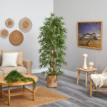Load image into Gallery viewer, 75&quot; Bamboo Artificial Tree in Handmade Natural Jute Planter with Tassels - zzhomelifestyle