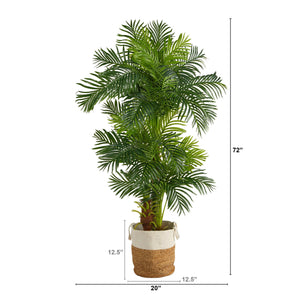 6' Hawaii Artificial Palm Tree in Handmade Natural Jute and Cotton Planter - zzhomelifestyle