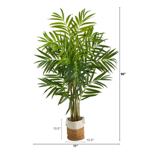 8' King Palm Artificial Tree with 12 Bendable Branches in Handmade Natural Jute and Cotton Planter - zzhomelifestyle