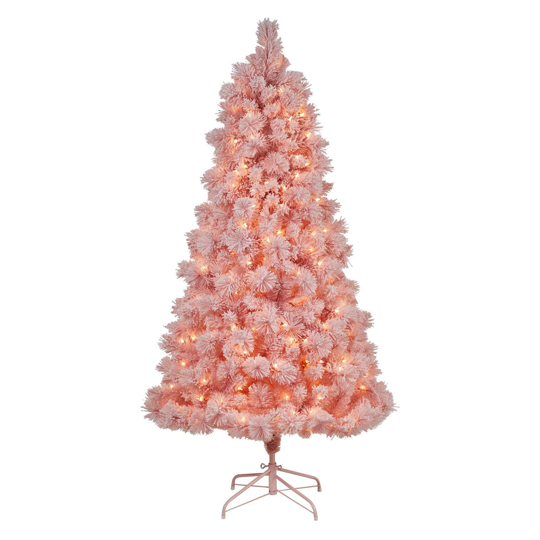 7' Holiday Pink Cashmere Christmas Tree with 300 LED lights and 599 Bendable Branches - zzhomelifestyle