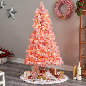 7' Holiday Pink Cashmere Christmas Tree with 300 LED lights and 599 Bendable Branches - zzhomelifestyle