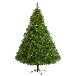 8' West Virginia Full Bodied Mixed Pine Christmas Tree with 700 Clear LED Lights and Pine Cones - zzhomelifestyle