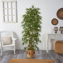 Load image into Gallery viewer, 6&#39; Bamboo Artificial Tree with 1024 Bendable Branches in Handmade Natural Jute Planter with Tassels - zzhomelifestyle