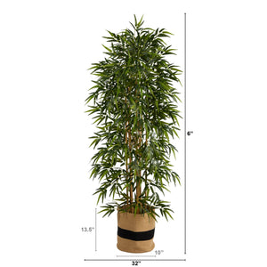 6' Bamboo Artificial Tree with 1024 Bendable Branches in Handmade Natural Cotton Planter - zzhomelifestyle