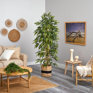 6' Bamboo Artificial Tree with 1024 Bendable Branches in Handmade Natural Cotton Planter - zzhomelifestyle