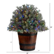 Load image into Gallery viewer, 26&quot; Flocked Shrub with Pinecones, 150 Multicolored LED Lights and 280 Branches in Planter - zzhomelifestyle