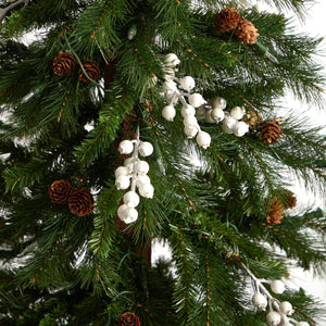 6' Alpine Artificial Christmas Tree with Pinecones, Berries and 200 White Warm LED Lights - zzhomelifestyle