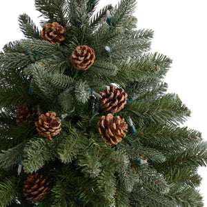 5' Colorado Fir Flocked Dusted Tree with 300 LED Lights, 514 Branches and Pinecones - zzhomelifestyle