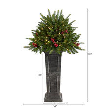 Load image into Gallery viewer, 4&#39; Holiday Christmas Plant Pre-Lit and Glittered on Pedestal with 150 Multicolored LED lights - zzhomelifestyle