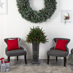 4' Holiday Christmas Plant Pre-Lit and Glittered on Pedestal with 150 Multicolored LED lights - zzhomelifestyle