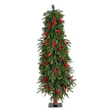 Load image into Gallery viewer, 4&#39; Victoria Fir Tree with 100 Multi-Color (Multifunction) LED Lights, Berries and 171 Branches - zzhomelifestyle