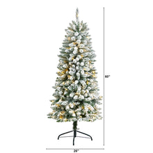 Load image into Gallery viewer, 5&#39; Slim Flocked Montreal Fir Christmas Tree with 150 Warm White LED Lights and 491 Bendable Branches - zzhomelifestyle