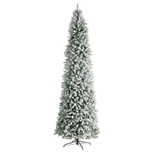 Load image into Gallery viewer, 10&#39; Slim Flocked Montreal Fir Tree with 800 Warm White LED Lights and 2420 Bendable Branches - zzhomelifestyle