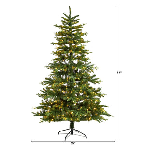 7' Montreal Spruce Christmas Tree with 650 Warm White LED Lights and 1575 Bendable Branches - zzhomelifestyle