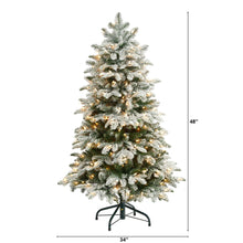 Load image into Gallery viewer, 4&#39; Flocked North Carolina Fir Christmas Tree with 250 Warm White Lights and 779 Bendable Branches - zzhomelifestyle