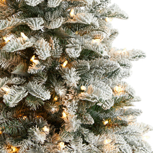 4' Flocked North Carolina Fir Christmas Tree with 250 Warm White Lights and 779 Bendable Branches - zzhomelifestyle