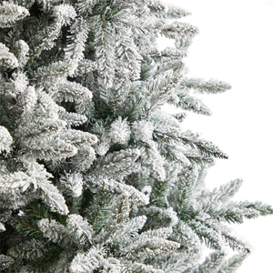 8' Flocked West Virginia Spruce Christmas Tree with 600 Clear Lights and 1856 Bendable Branches - zzhomelifestyle