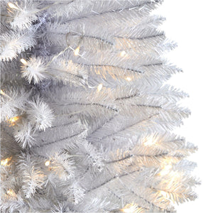3' Slim White Artificial Christmas Tree with 50 Warm White LED Lights and 161 Bendable Branches - zzhomelifestyle