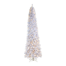 Load image into Gallery viewer, 11&#39; Slim White Artificial Christmas Tree with 950 Warm White LED Lights and 2836 Bendable Branches - zzhomelifestyle